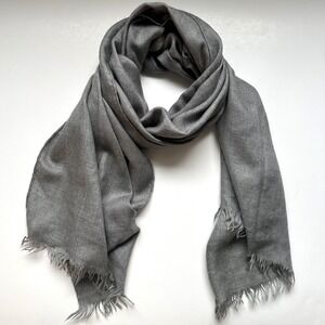 Agnona Gray Cashmere Silk Fringe Scarf